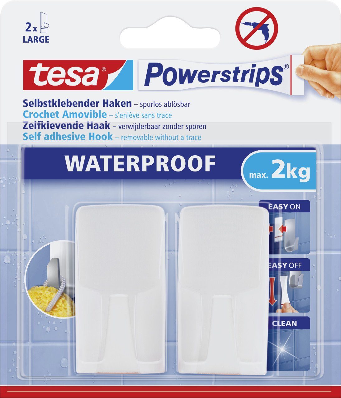 Klebehaken tesa Haken Powerstrip 2er-Set, waterproof, weiß