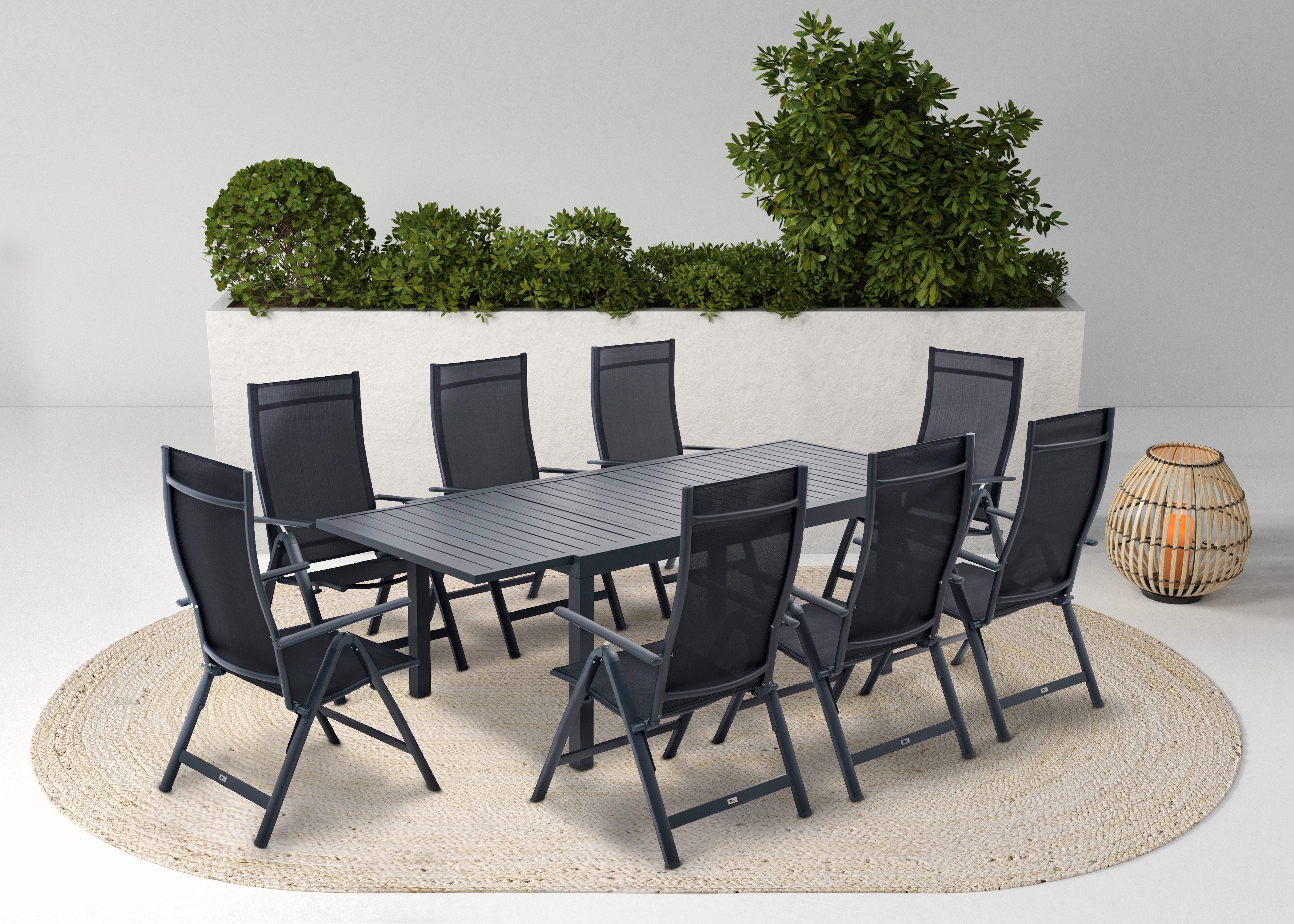 KONIFERA Garten-Essgruppe Palermo, (Set, 9-tlg., 8x Sessel, 1x AZ-Tisch 160 günstig online kaufen