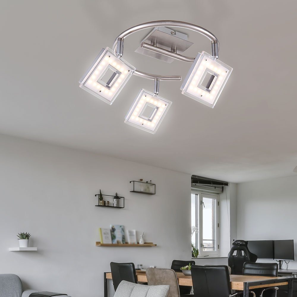 etc-shop LED verbaut, Wohnzimmerlampe Deckenleuchte, fest 3flammig schwenkbar LED-Leuchtmittel Spotrondell Warmweiß, Deckenleuchte