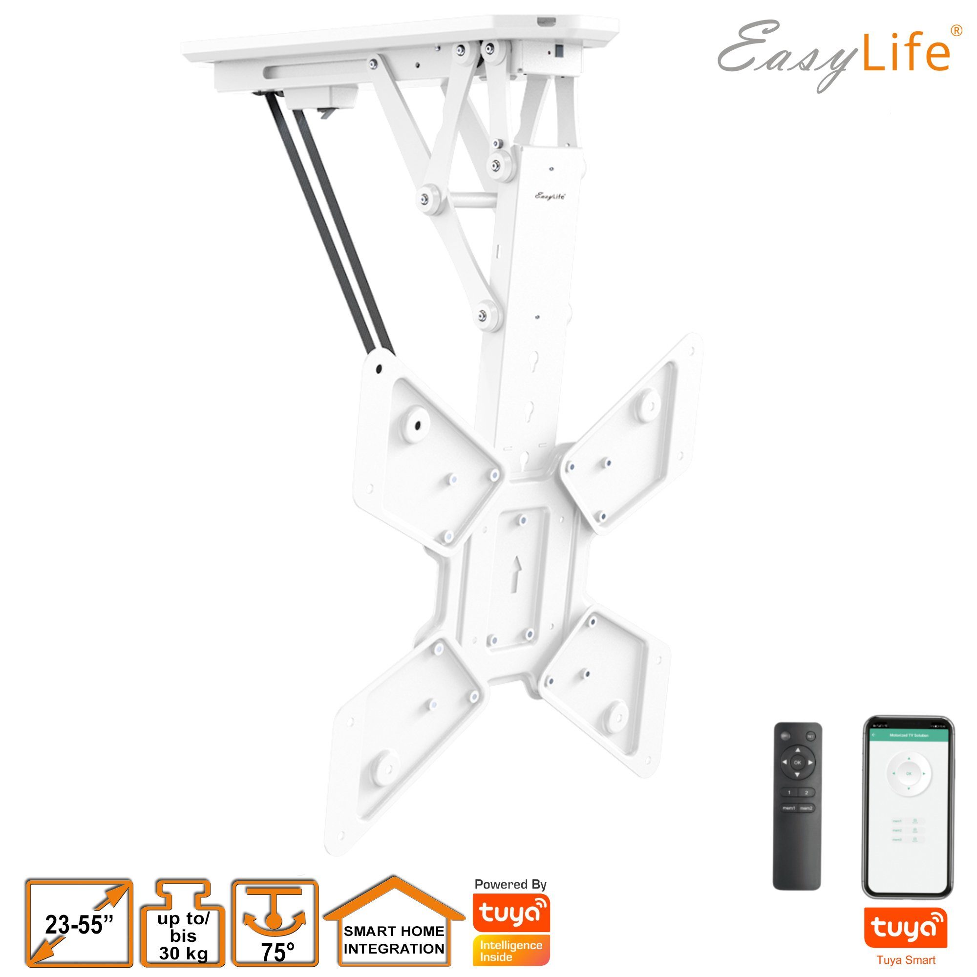 easylife TV Deckenhalter Smart Home schwenkbar 55 23 TV-Deckenhalterung bis Zoll, elektrisch VESA
