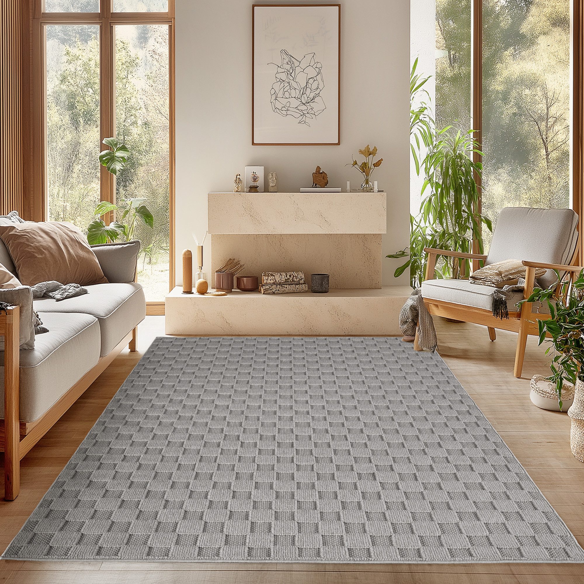 SIMPEX24 Designteppich Einfarbig Boucle Loop, Rechteckig, günstig online kaufen