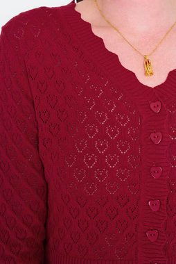 Voodoo Vixen Strickjacke Scalloped Edge Heart Knit Rot Retro Vintage Cardigan Herzmuster