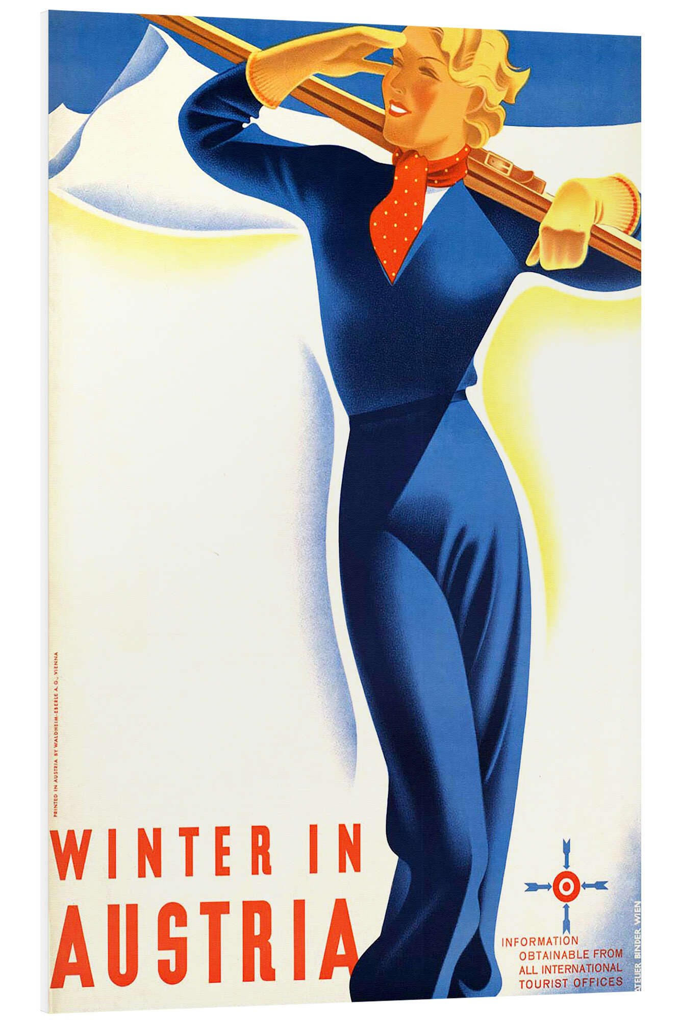 Posterlounge Forex-Bild Vintage Ski Collection, Winter in Österreich (Englisch), Vintage Illustration