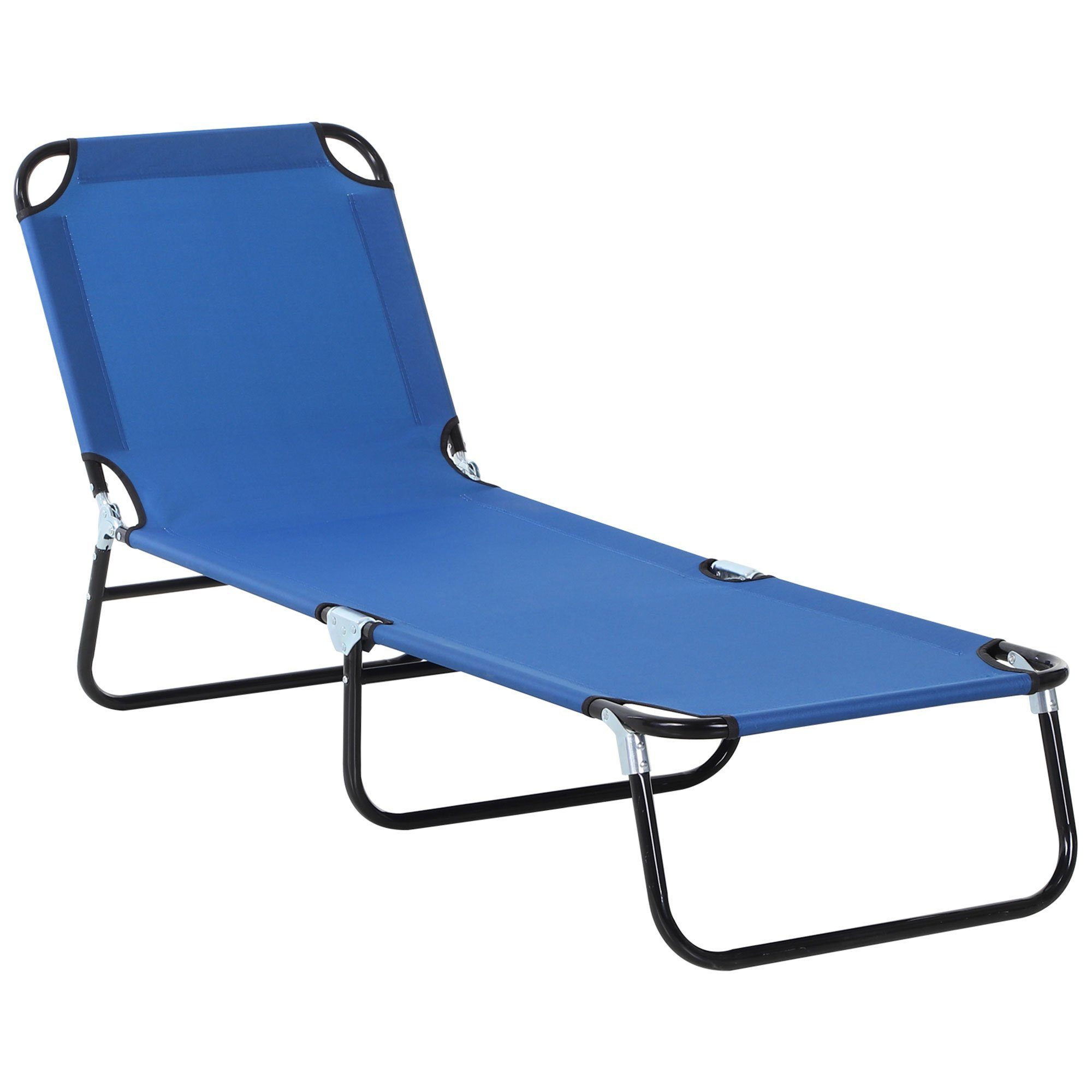 Outsunny Gartenliege Sonnenliege klappbar, wetterfeste Gartenstuhl bis 120 kg belastbar, Campingliege, 1 St., Liegestuhl, für Garten, Balkon, Stahl, 188 x 56 x 28cm