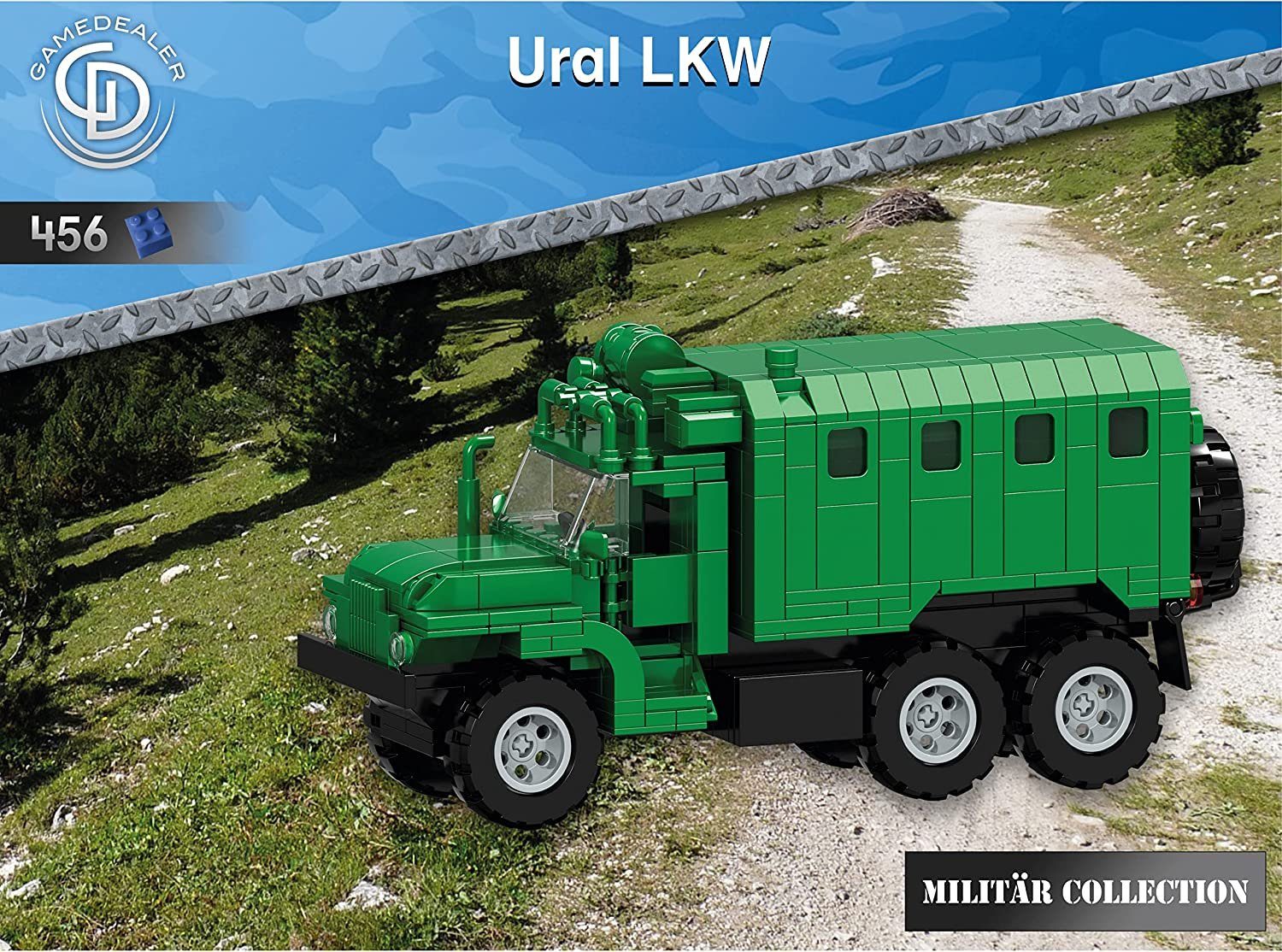 Gamedealer Spielzeug-LKW Russischer Ural Militär LKW 1:25 Klemmbaustein  Modell 456 Teile, (exklusives Set, 456-tlg., Kompatibel mit anderen  Herstellern), exklusives eigenes Design