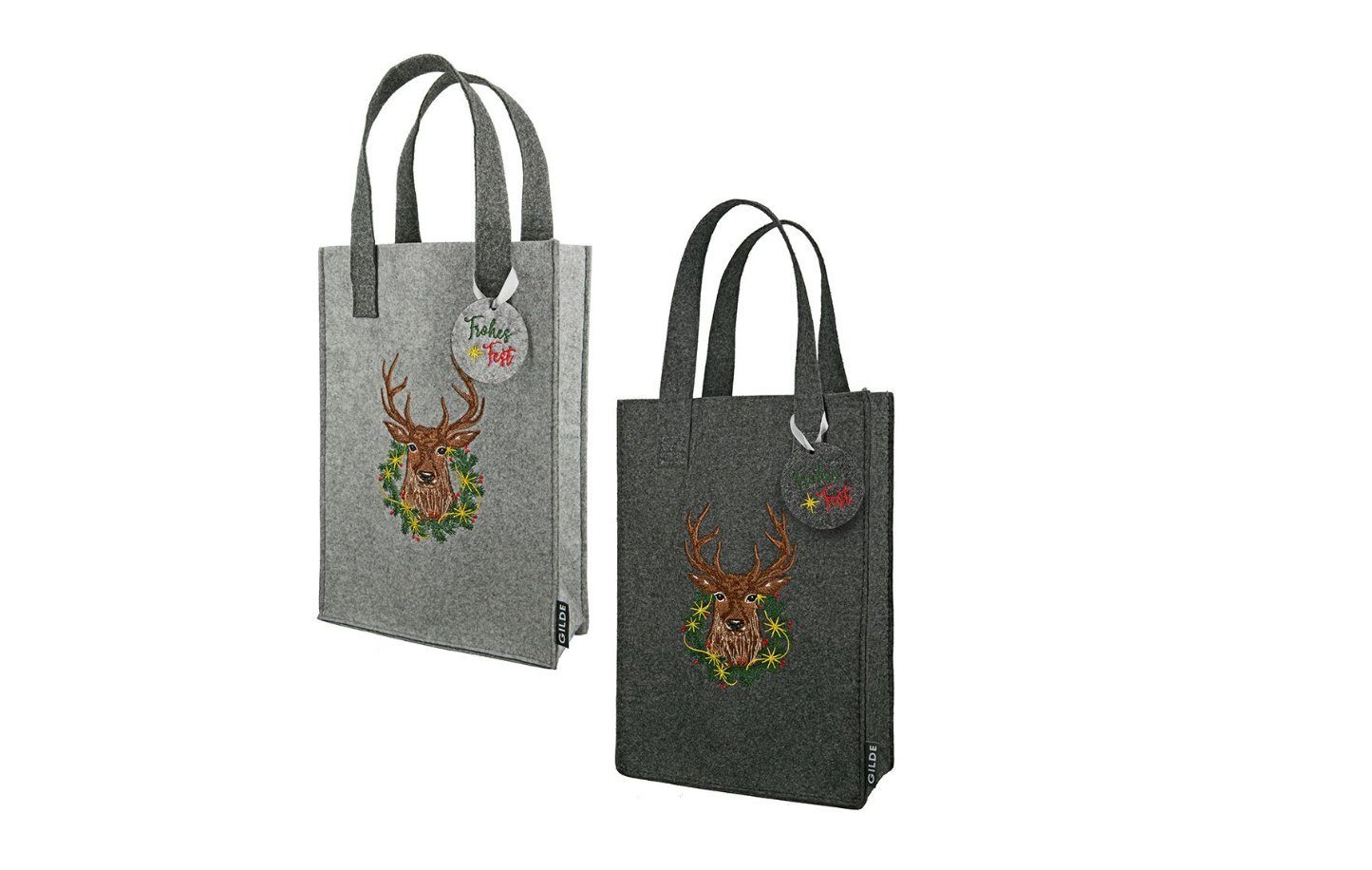 Geschenkbox Gilde, 2er Set Geschenktasche aus Filz "Frohes Fest"