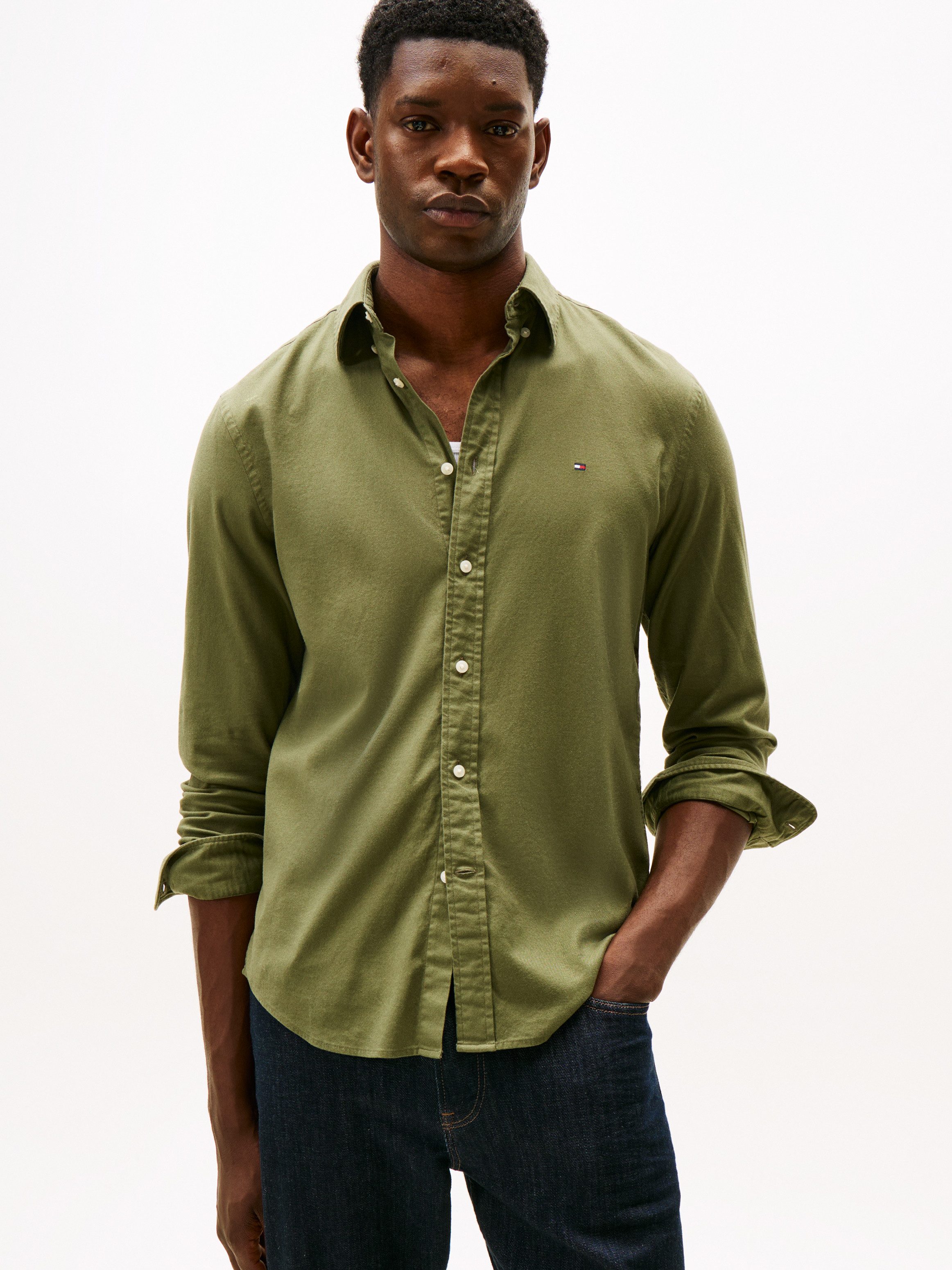Tommy Hilfiger Langarmhemd FLEX FLANNEL SOLID günstig online kaufen