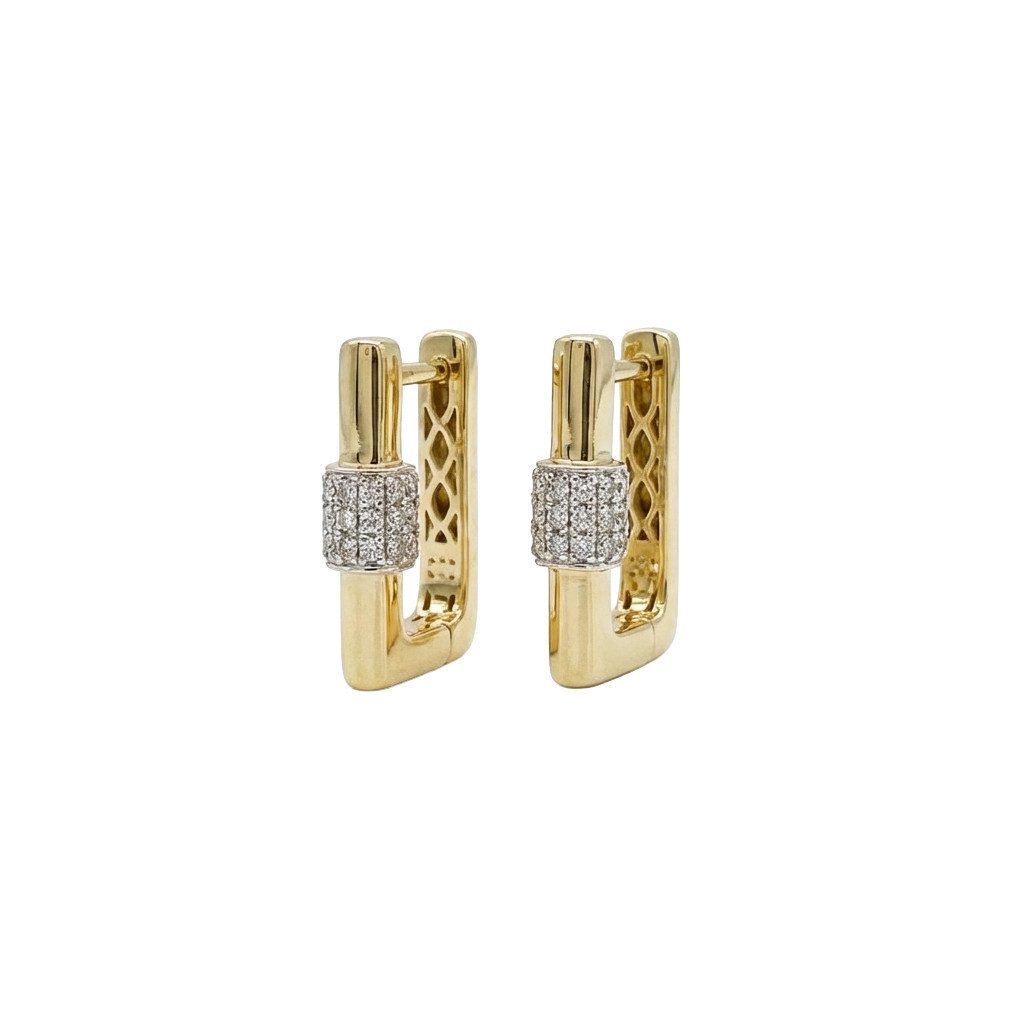 Suzan Gold Creolen-Set Suzan Gold® 375 Echtgold Huggie-Creolen für Damen mit pavébesetztem