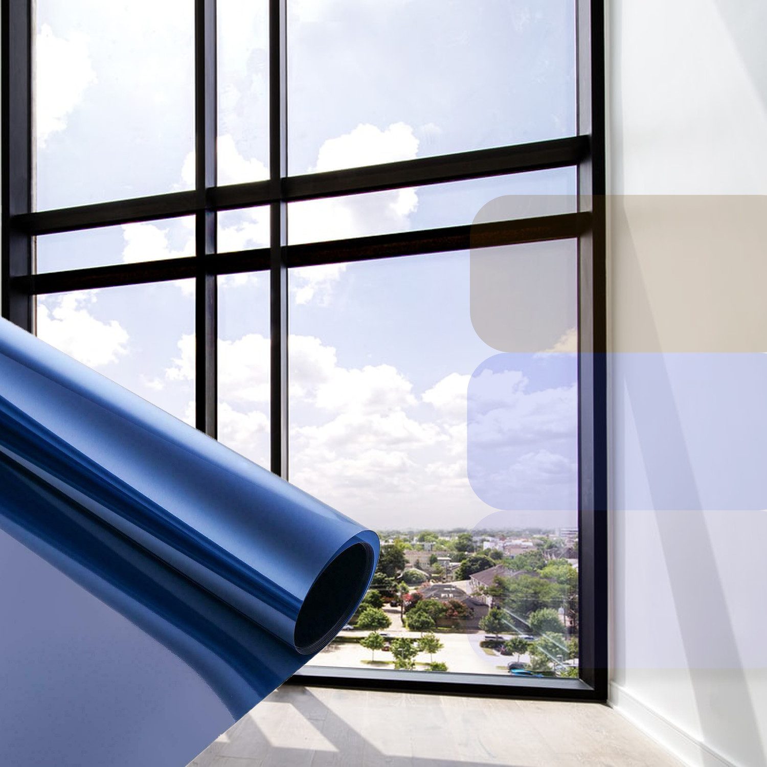 sa roca Sonnenschutz-Fensterfolie Spiegelfolie UV-Schutz Folie für Fenster innen Hitzeschutzfolie, Glatt, Laufmeterware - bis zu 50m an einem Stück