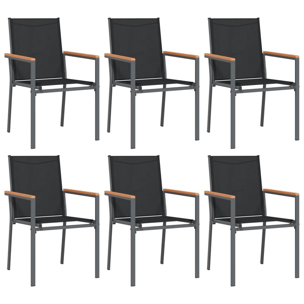 vidaXL Gartenstuhl, Outdoor Stühle 6 Stk. Schwarz 55x61,5x90 cm Textilene und Stahl