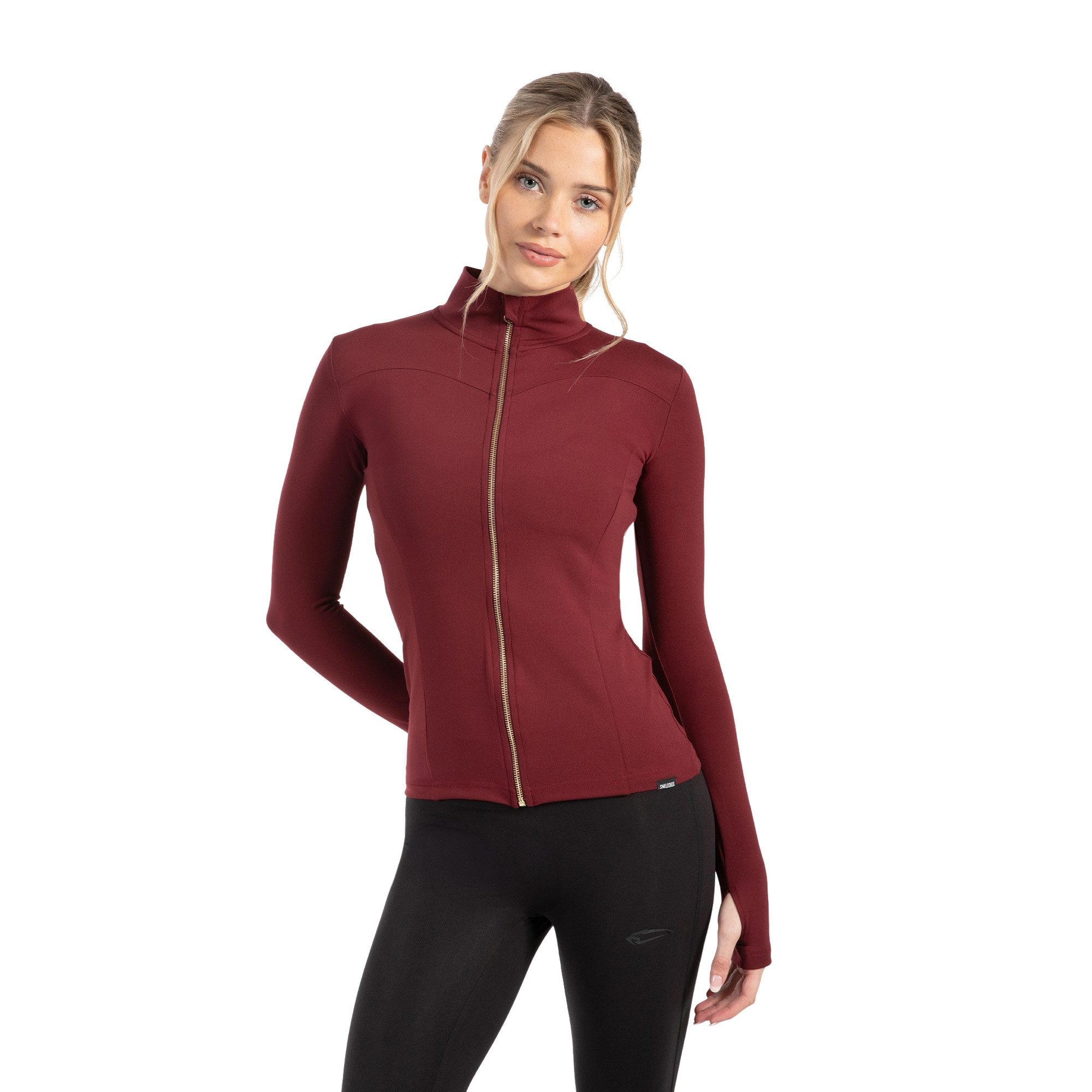 Smilodox Trainingsjacke Kenna Gold, Figurbetonte Sportjacke mit 3D Rubber Print, Stehkragen Goldener Reißverschluss formende Nähte atmungsaktive Laufjacke