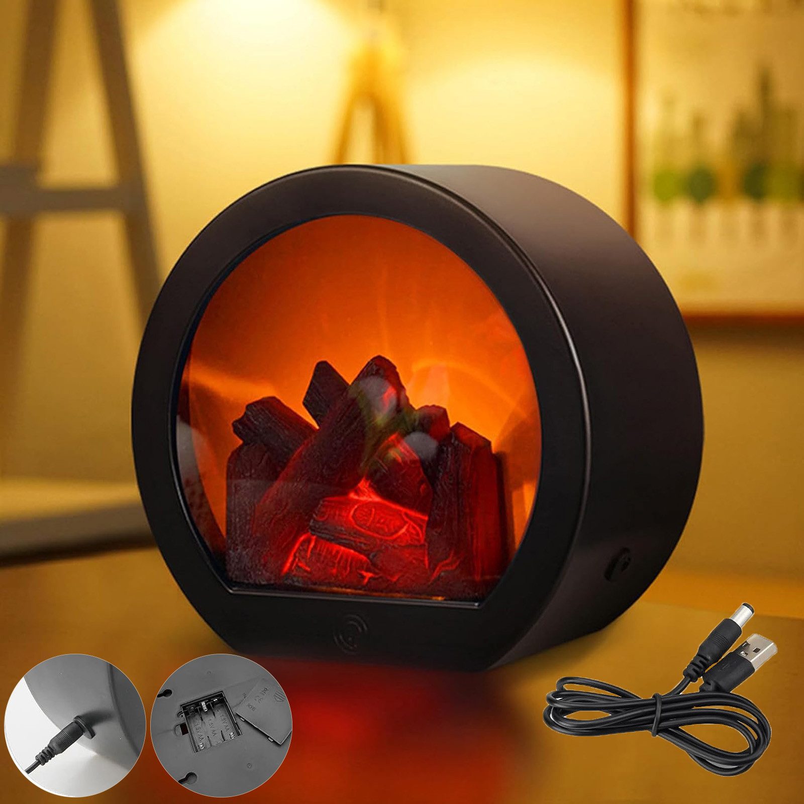 MUPOO LED Laterne LED Kamin USB-/Batteriebetrieben LED Dekolicht 3D-Flammen günstig online kaufen