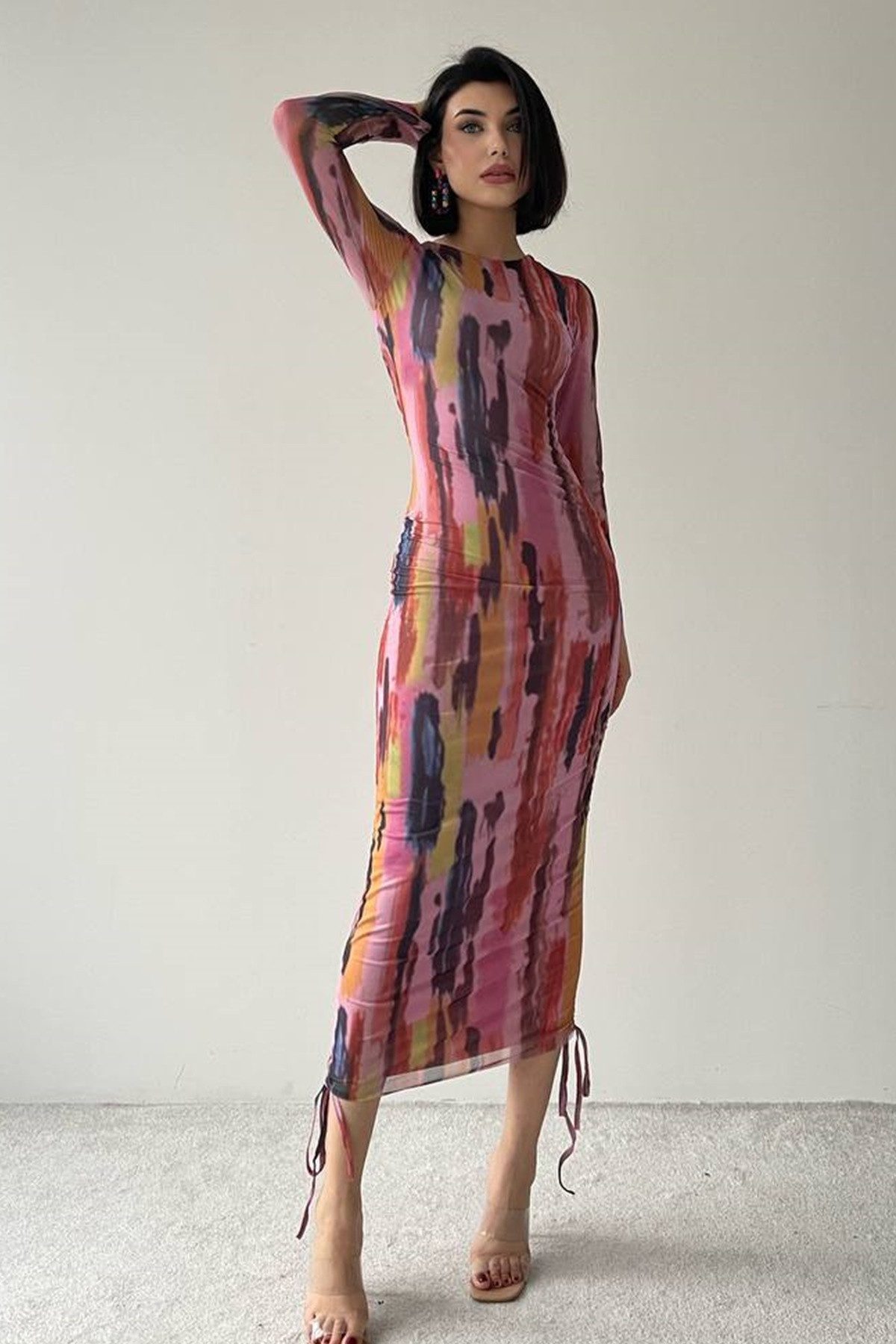 Abendkleid Gefüttertes Kleid mit Digitaldruck