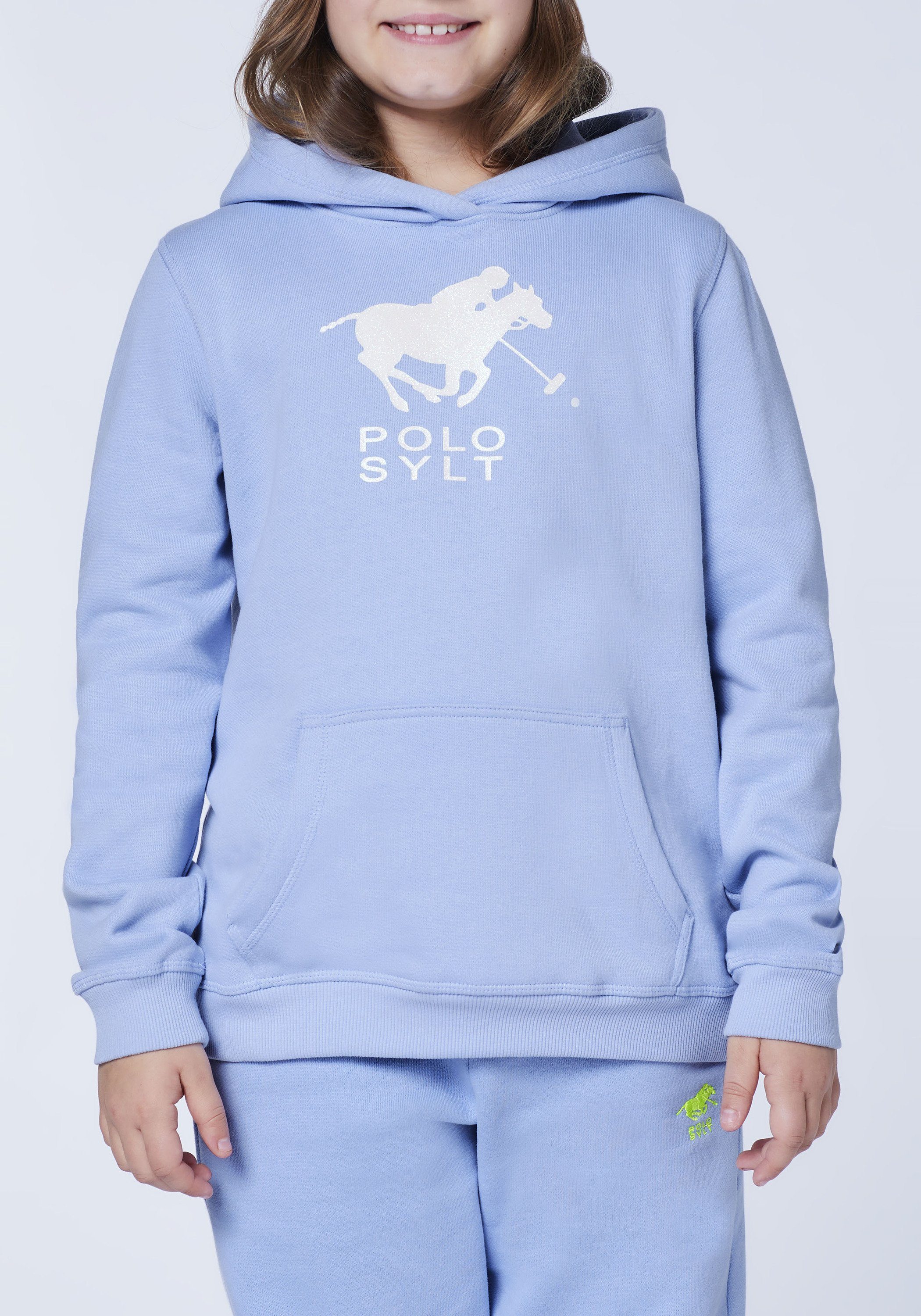 Polo Sylt Blue mit Label-Motiv Sweatshirt glitzerndem Brunnera