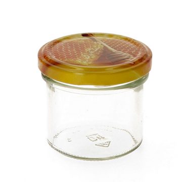 MamboCat Einmachglas 100er Set Sturzglas 125 ml Carino To 66 Deckel mit Honigwabe, Glas
