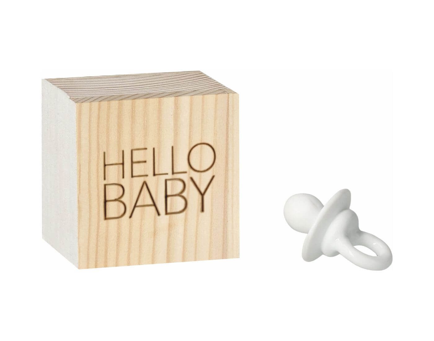 Räder Design Dekoobjekt Glückskästchen Hello Baby (Schnuller)