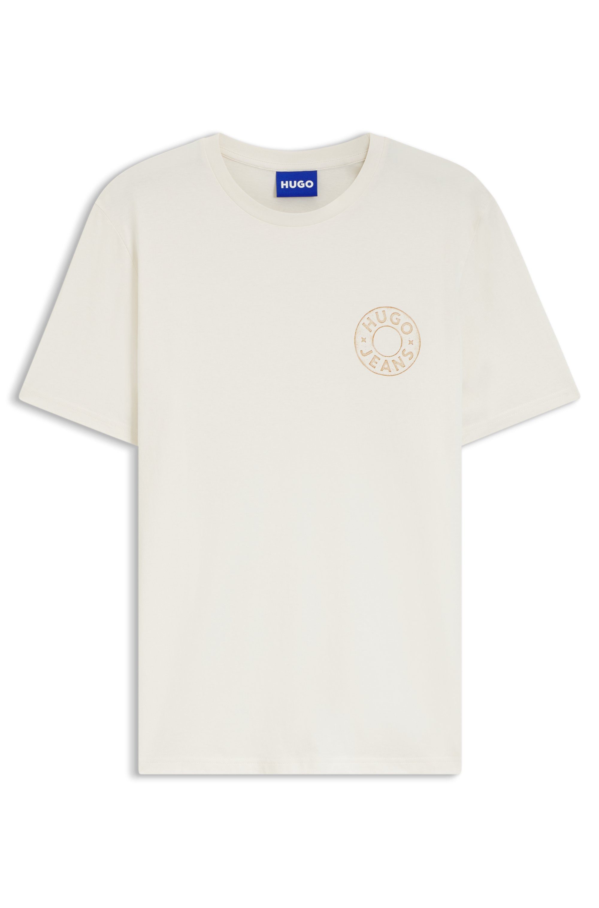 HUGO T-Shirt Nemodo Rundhalsausschnitt, reine Baumwolle, Brustdruck – Bild 4 von 5