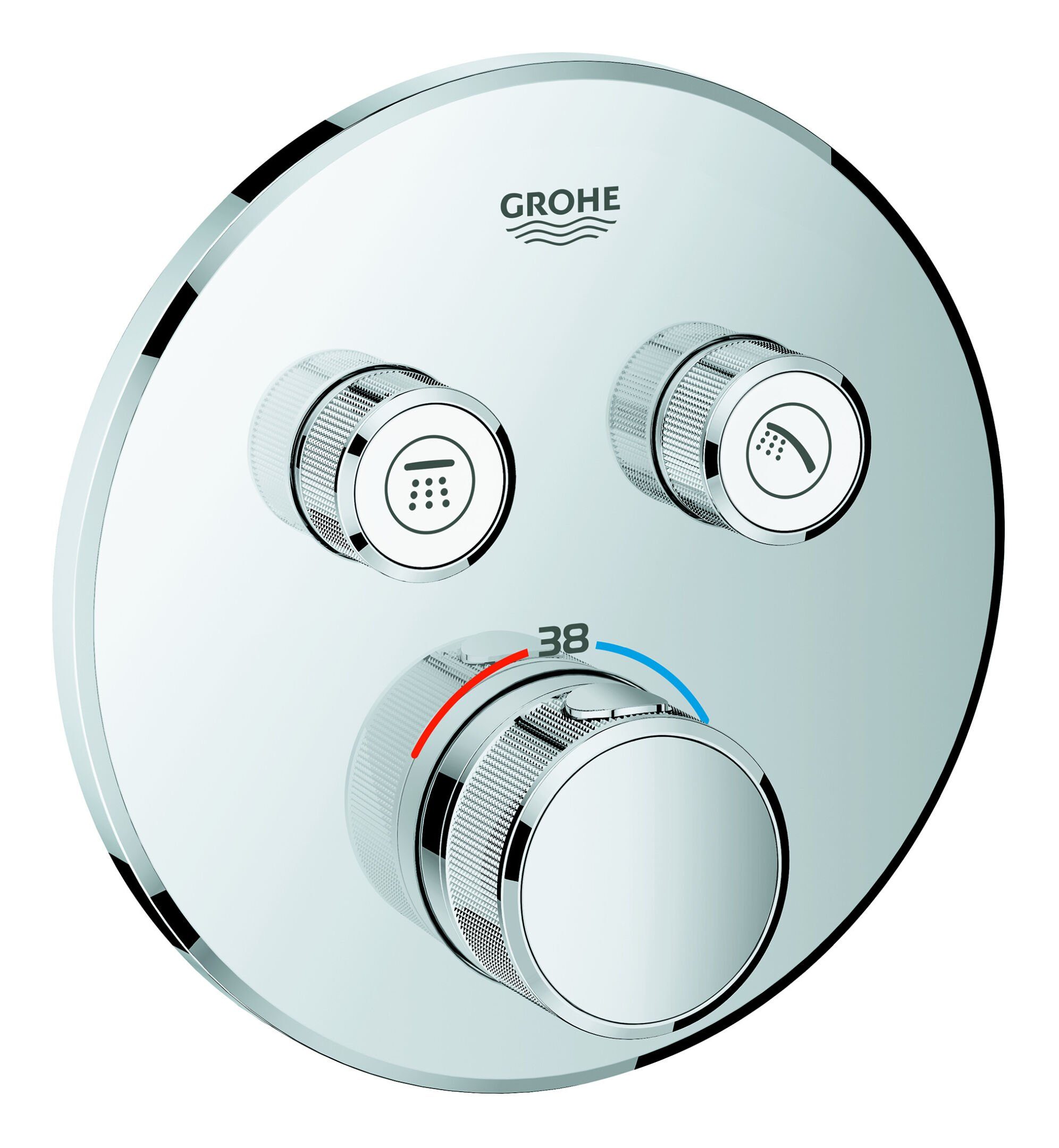Grohe Unterputzarmatur Grohtherm SmartControl Thermostat mit 2 Absperrventilen Design rund