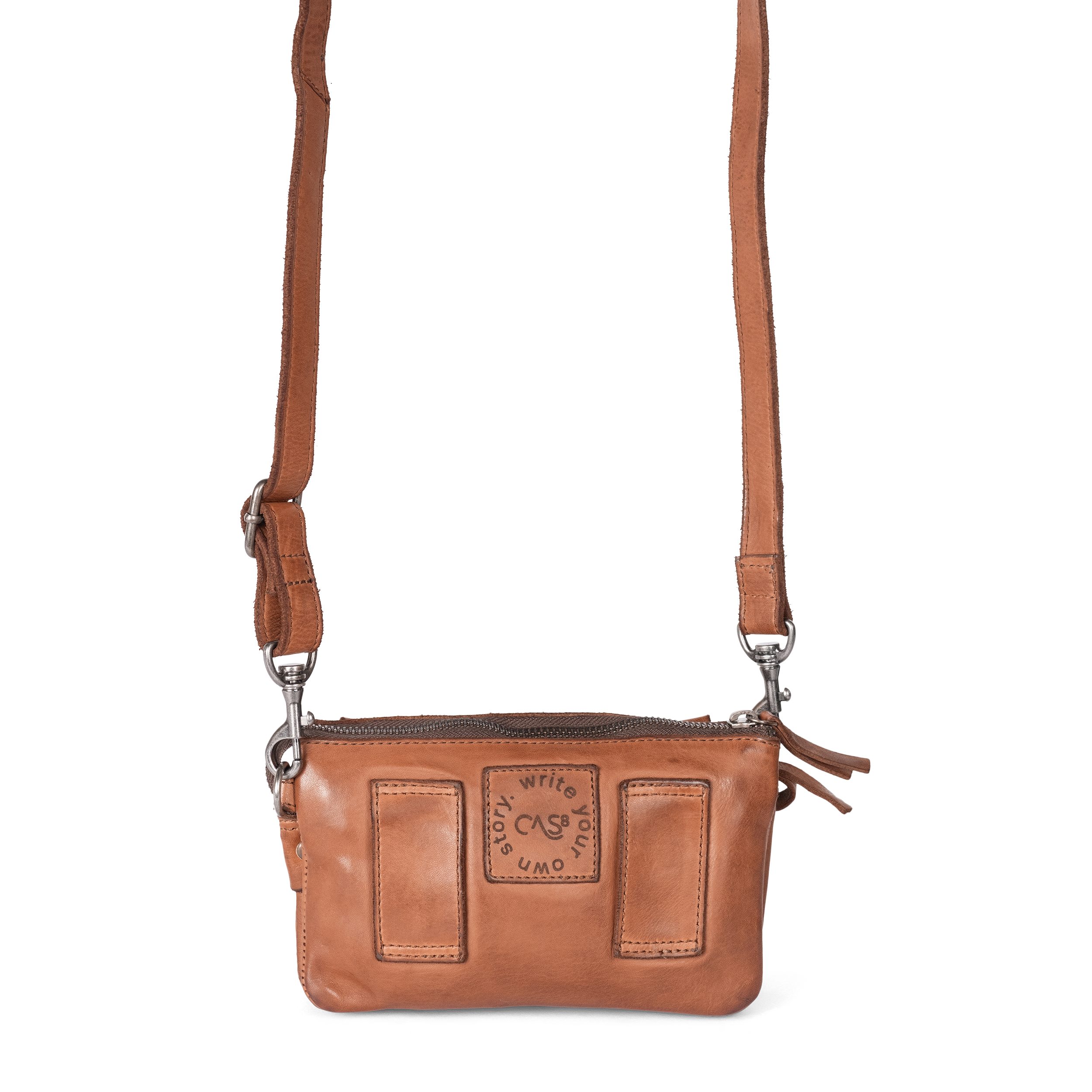 Cas8 Umhängetasche DANY – Praktische Lederhandtasche mit mehreren Fächern