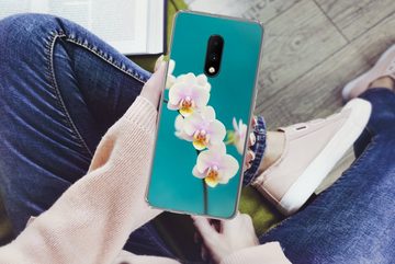 MuchoWow Handyhülle Orchidee - Blumen - Pflanze - Weiß - Lila, Phone Case, Handyhülle OnePlus 7, Silikon, Schutzhülle