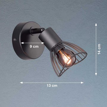 etc-shop Wandleuchte, Leuchtmittel nicht inklusive, Wandlampe schwarz Industrial Wandleuchte Innen
