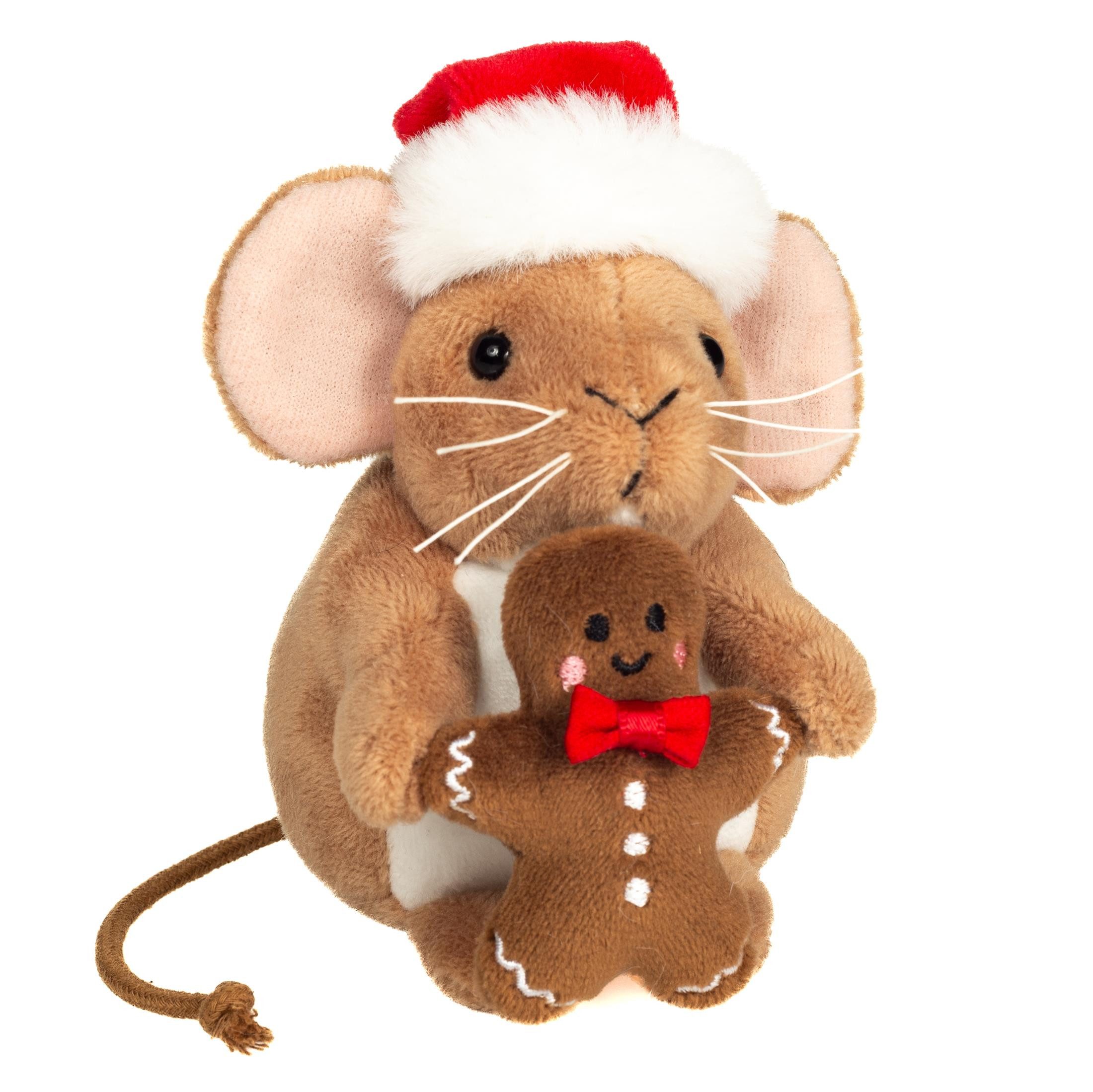 Teddy Hermann® Kuscheltier Teddy Hermann Weihnachtsmaus mit Lebkuchenmann 11 cm Plüschmaus