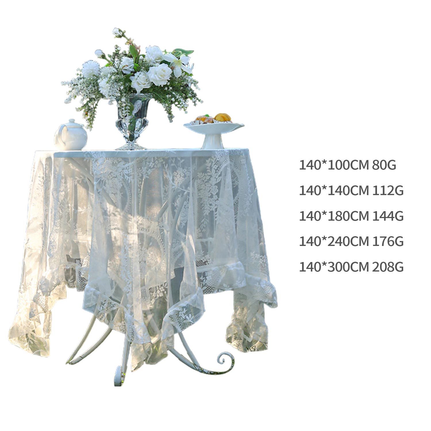 Refttenw Tischdecke Vintage Stickerei Elegante Blume Runde Spitze Tischdeck günstig online kaufen