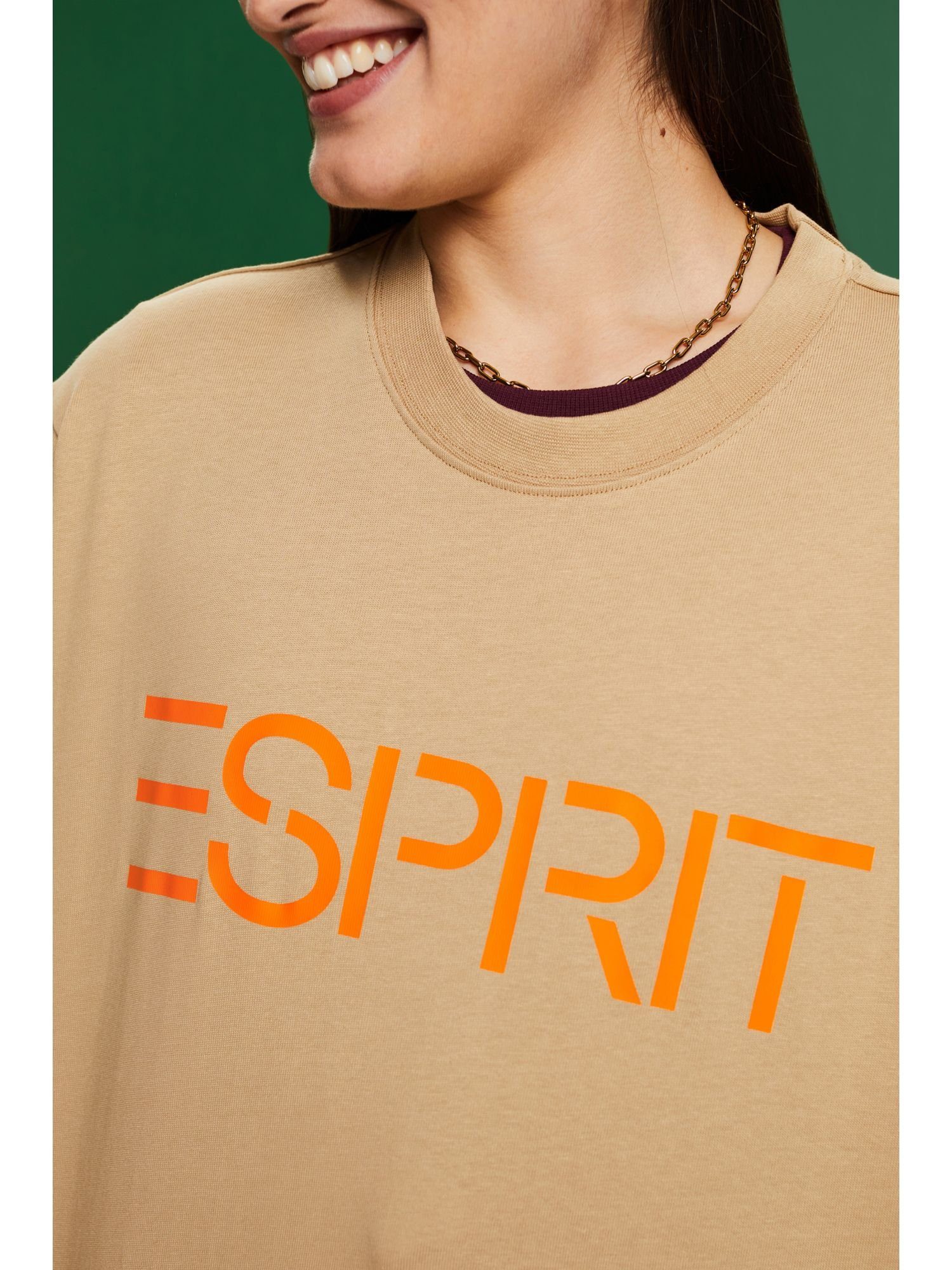 Esprit T-Shirt Unisex Logo-T-Shirt aus (1-tlg) Baumwolljersey BEIGE SKIN