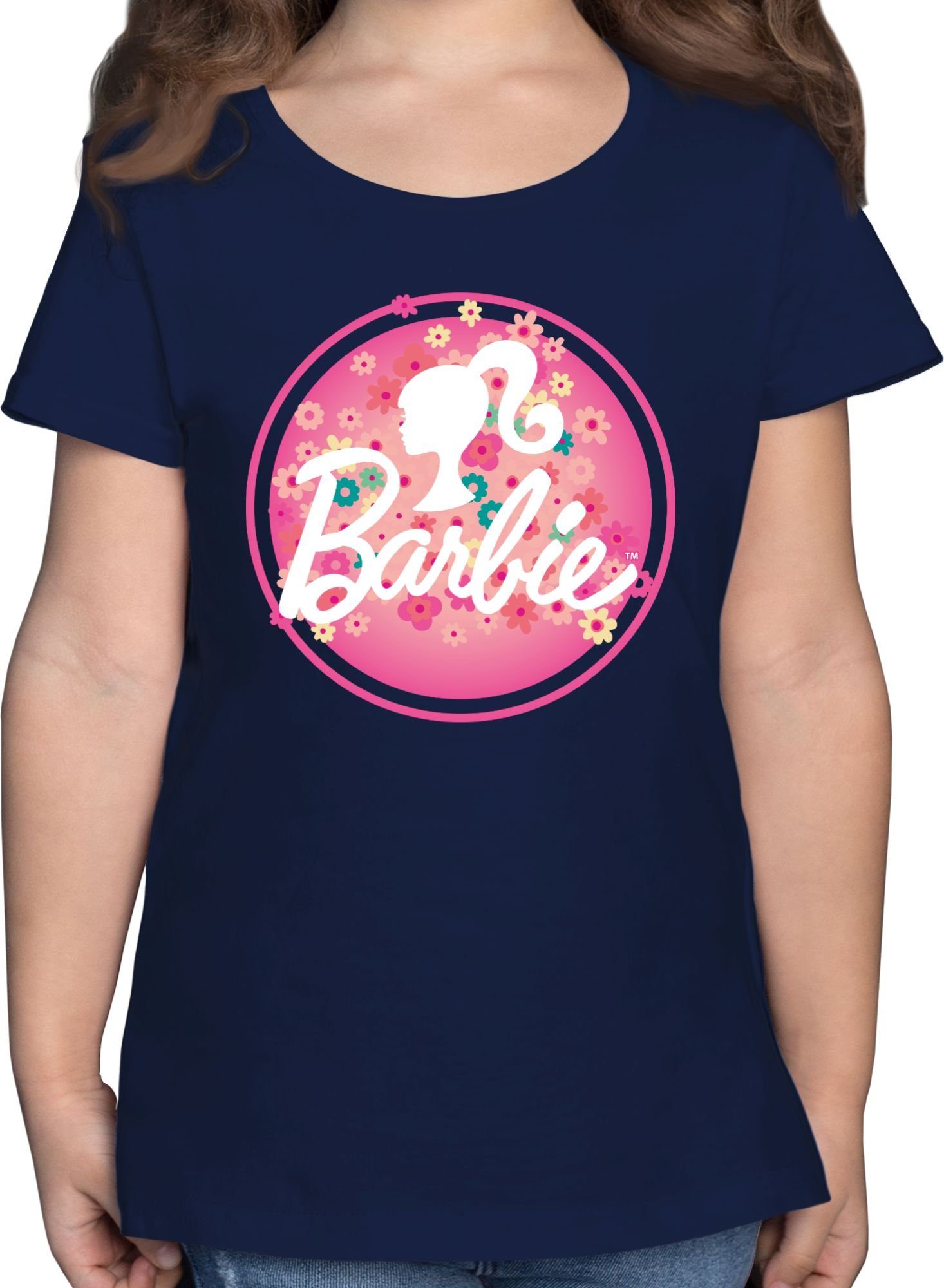 Logo Barbie 3 T-Shirt Blumen Shirtracer Dunkelblau Barbie Mädchen