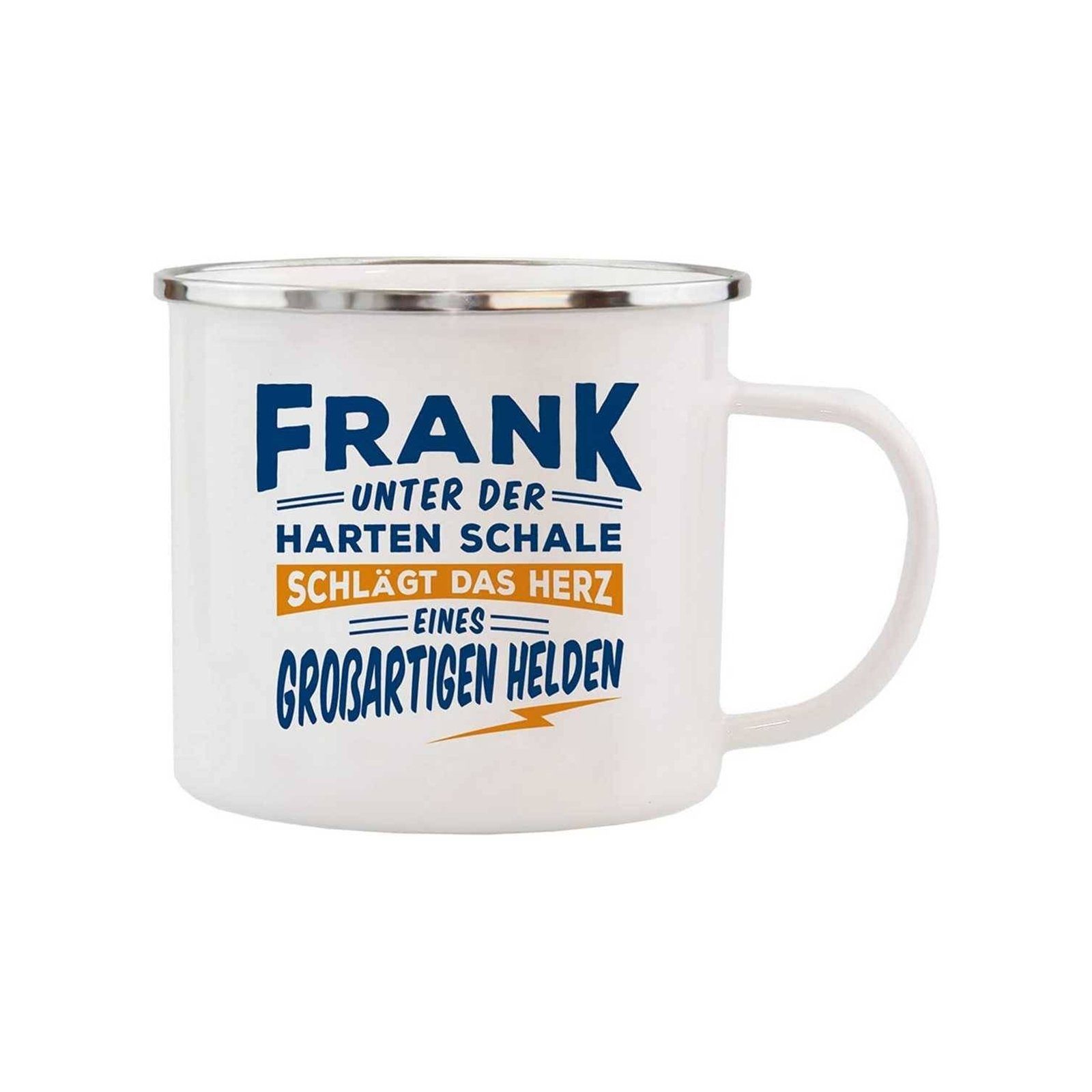HTI-Living Tasse Echter Kerl Emaille Frank, Becher Männergeschenk Kaffeetasse Emaille, Teetasse