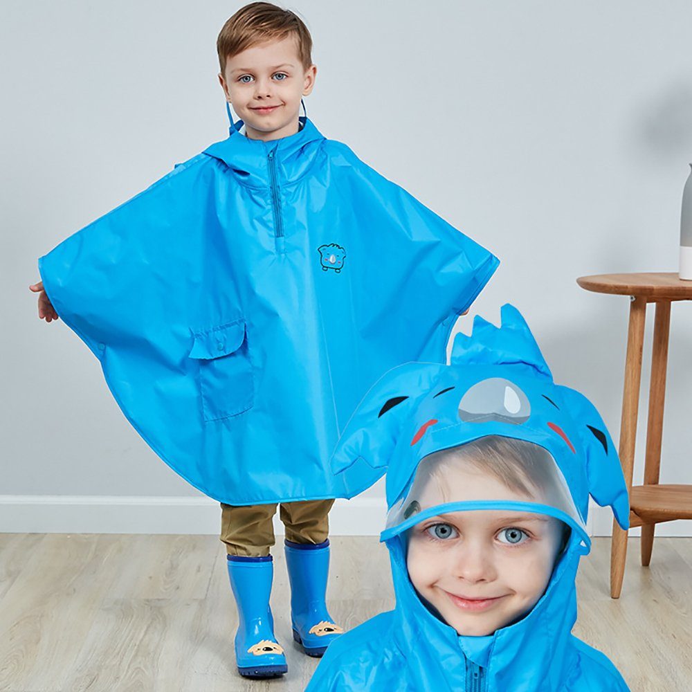 Poncho Kinder winddicht blau(M) für Regenjacke GelldG Impermeable Regenmantel Cape Wasserdicht