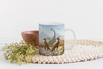 MuchoWow Tasse Dinosaurier - Landschaft - Tropisch - Kinder - Jungen, Keramik, Kaffeetassen, Teetasse, Becher, Teetasse, Geschenk