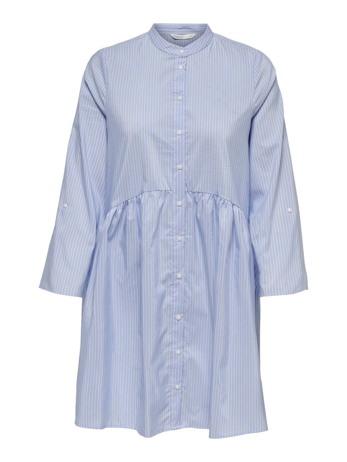 ONLY Shirtkleid Gestreiftes Hemd Hellblau Arm Blusenkleid Tunika ONLDITTE Dress 1-tlg) 4010 (kurz, 3/4 in