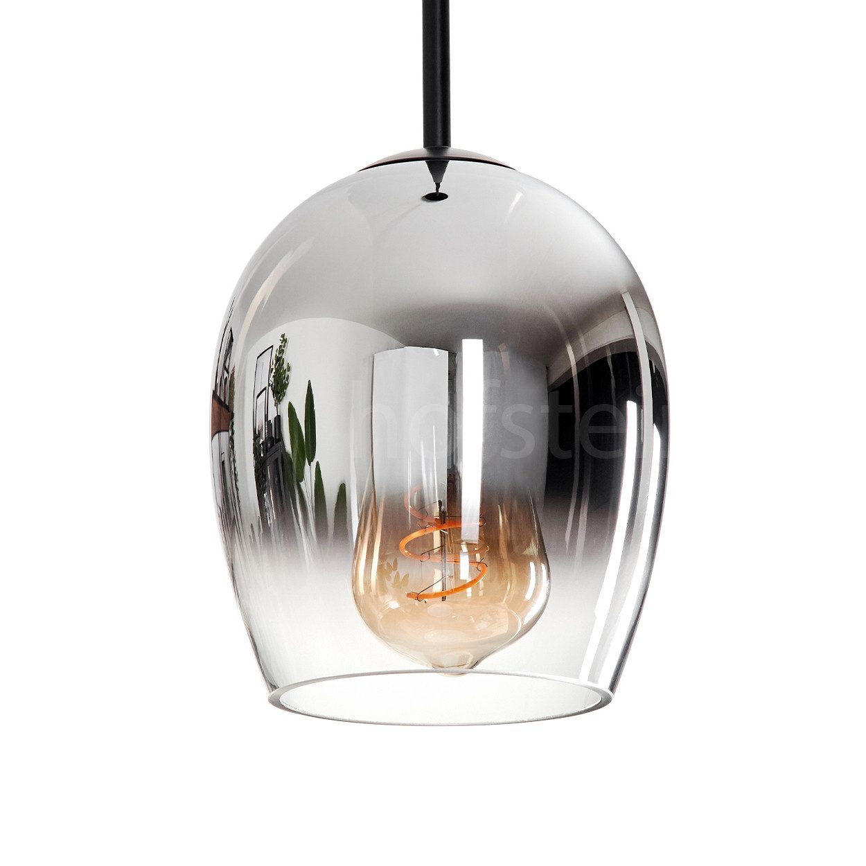 hofstein Hängeleuchte Hängelampe aus Metall/Glas in Schwarz/Rauchfarben/Kla günstig online kaufen