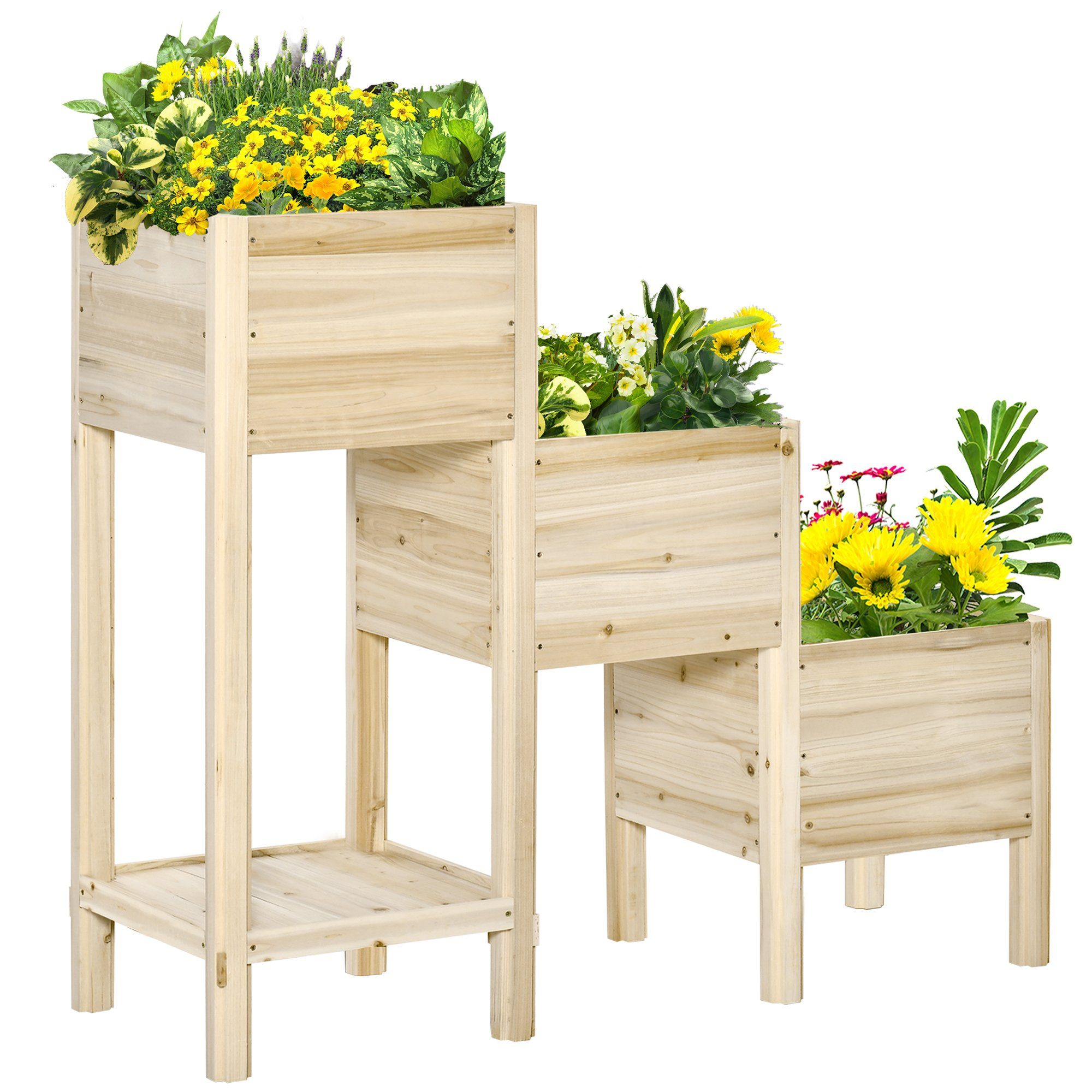 35+ Hochbeet 3 Etagen, Hergestellt aus robustem tannenholz,