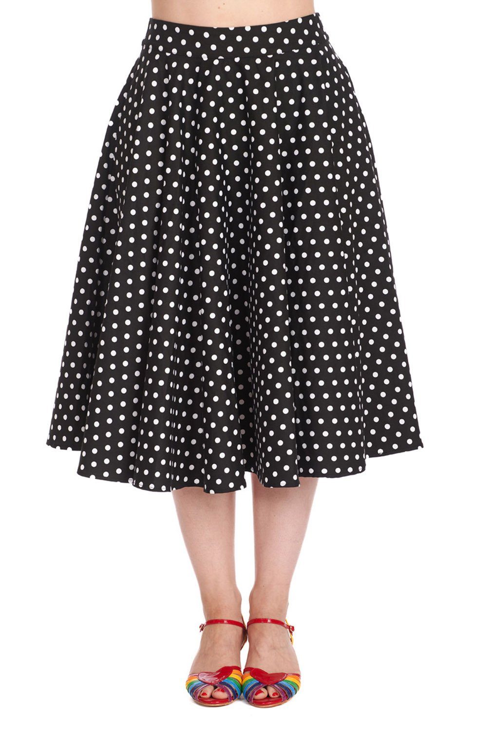 Banned A-Linien-Rock Polka Dot Days Schwarz Retro Vintage Swing Skirt