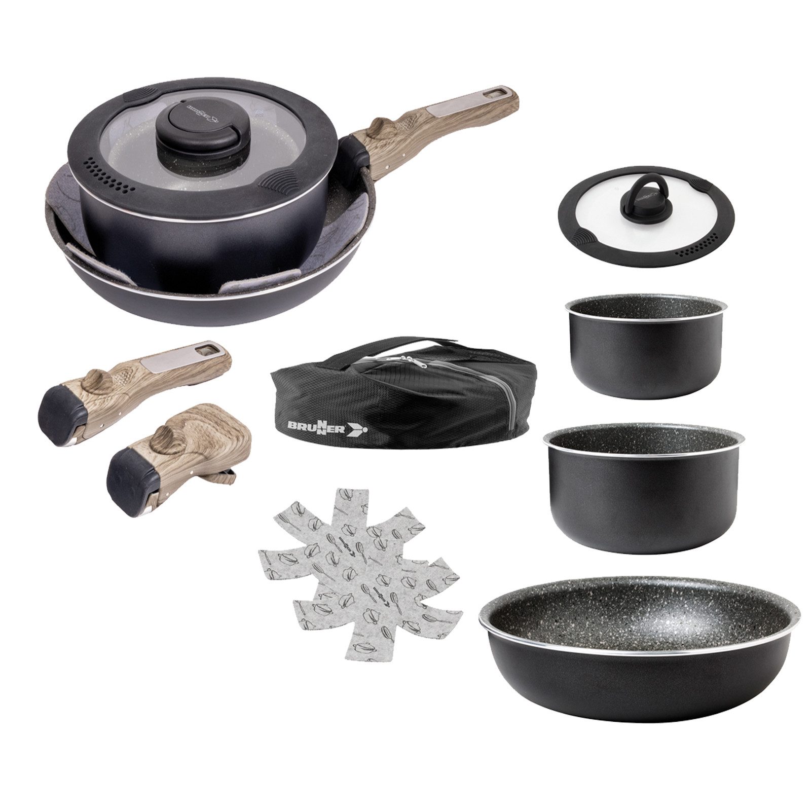 BRUNNER Topf-Set Campinggeschirr Koch Set Pirate Spacemaster, Ø26 cm Outdoor Topf Pfanne