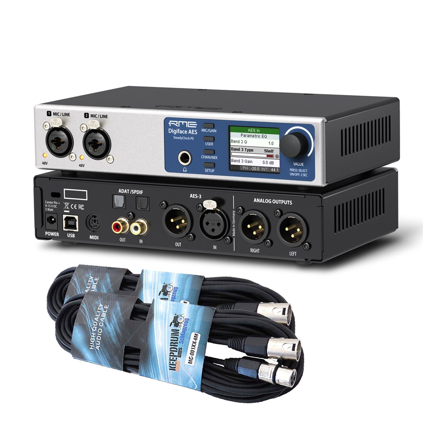 RME Digiface AES Audio-Interface mit 2x XLR-Kabel Digitales Aufnahmegerät