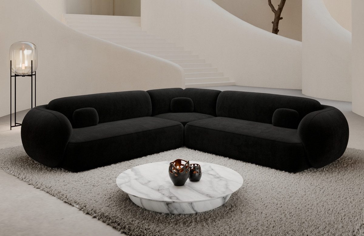 Sofa Dreams Ecksofa Altea L Form Polsterecke, Design, 4-Sitzer, Loungesofa, Samtstoff Bezug in Schwarz
