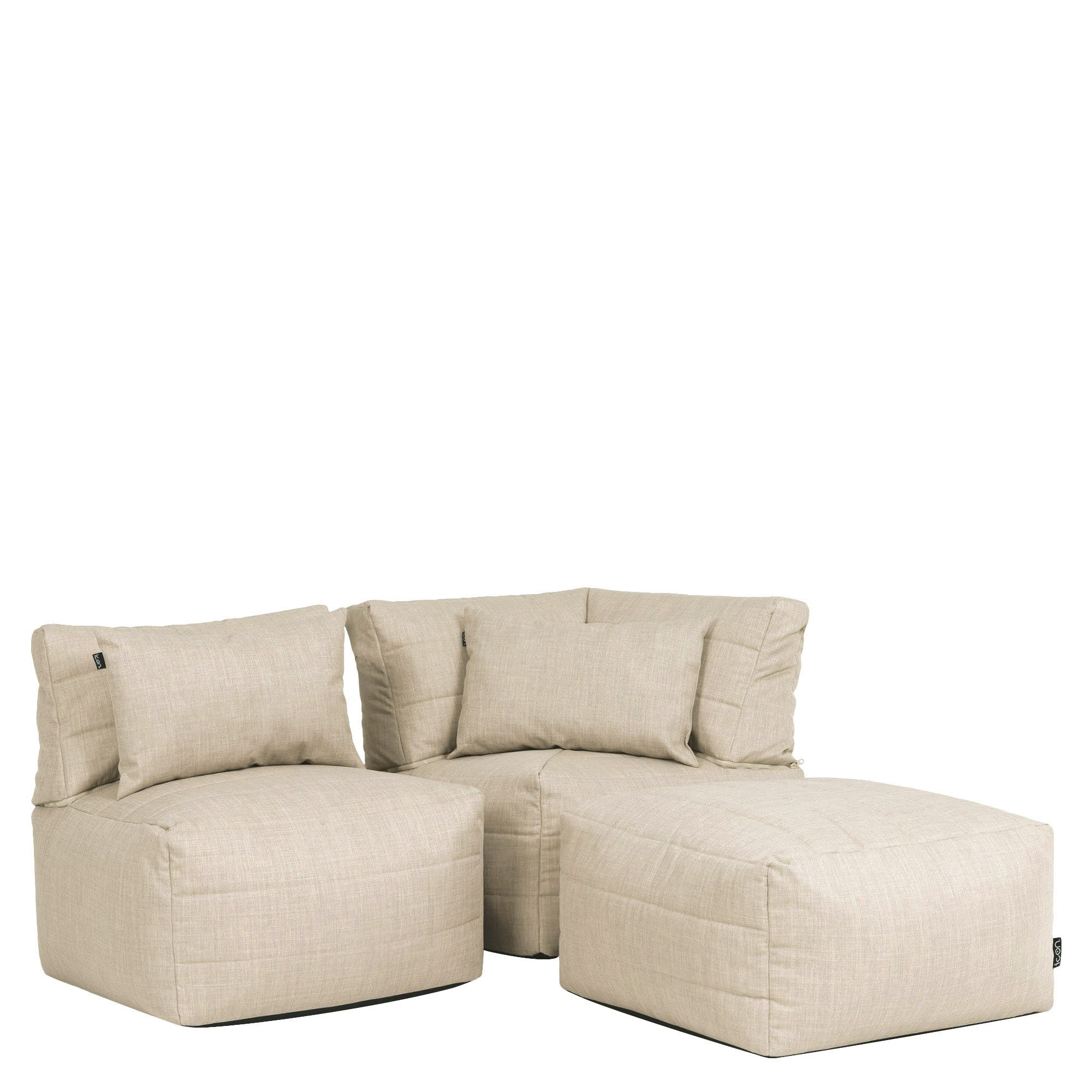 icon Gartenlounge-Set Modulares Outdoorsofa 3 Stück aus Webstoff „Noa“, (Spar-Set, 1 x Ecksofa, 1 x Sessel, 1 x Hocker), Made in Germany, UV-beständig, wetterfest
