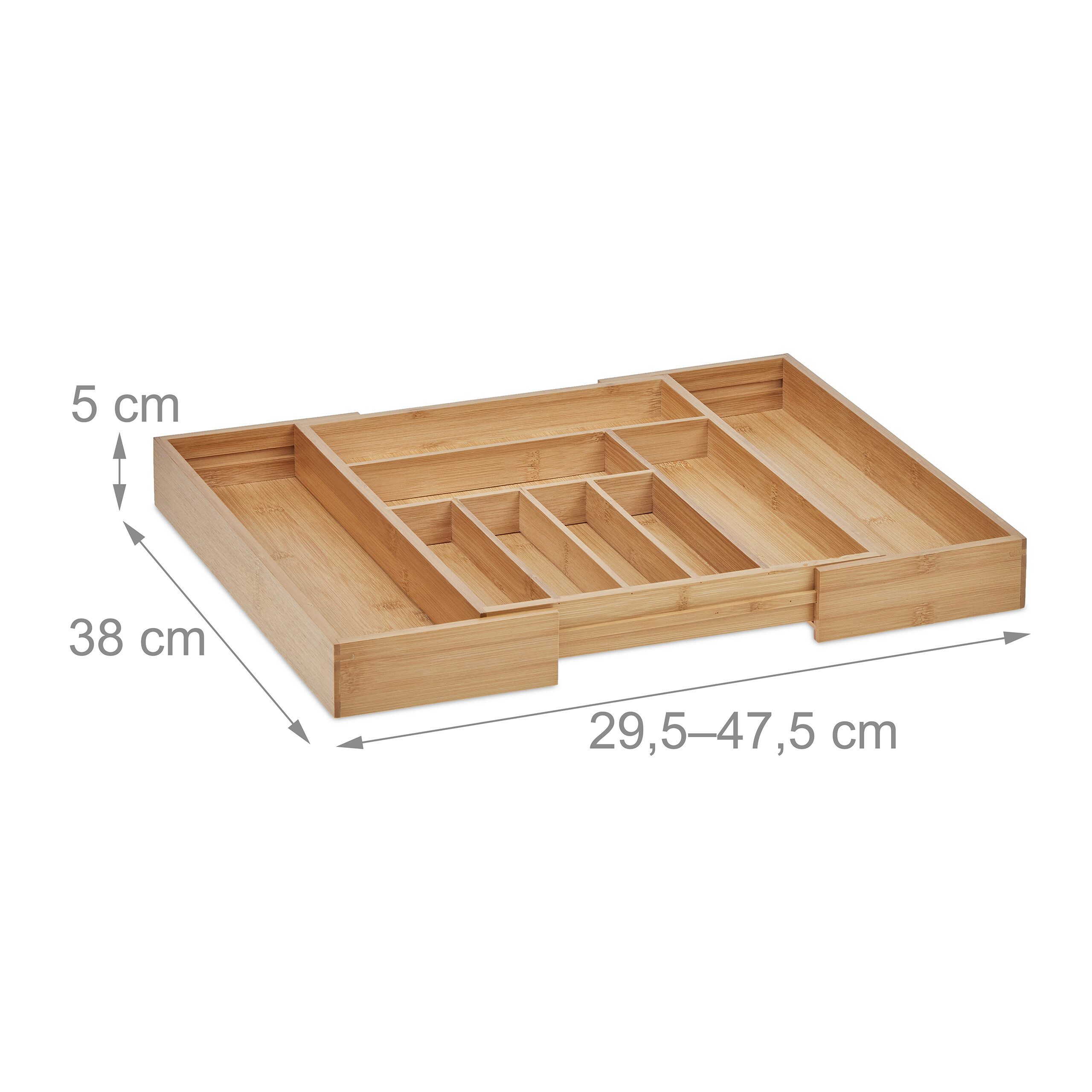 relaxdays Besteckkasten Ausziehbarer Besteckkasten aus Bambus, 38 cm günstig online kaufen