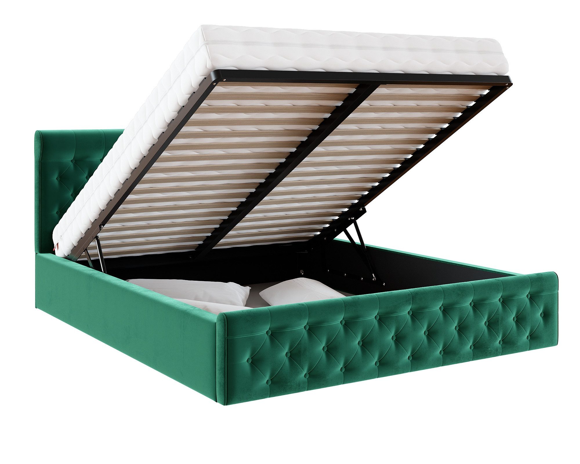 thematys Polsterbett 120x200–180x200 cm – Velours Samt Bett mit Bettkasten & Lattenrost (Optional mit 23 cm Taschenfederkern-Matratze H2 - hydraulisches Stauraumbett)