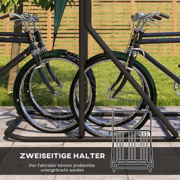 Durhand Fahrradständer Radständer mit Griff (Mehrfachständer, 1-St., Aufstellständer), bis 4 Fahrräder Stahl 102 x 92 x 130 cm, Schwarz