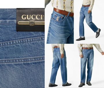 GUCCI Tapered-fit-Jeans GUCCI JEANS LOGO Koala Patch Pants Trouser Retro Hose Washed Organic D