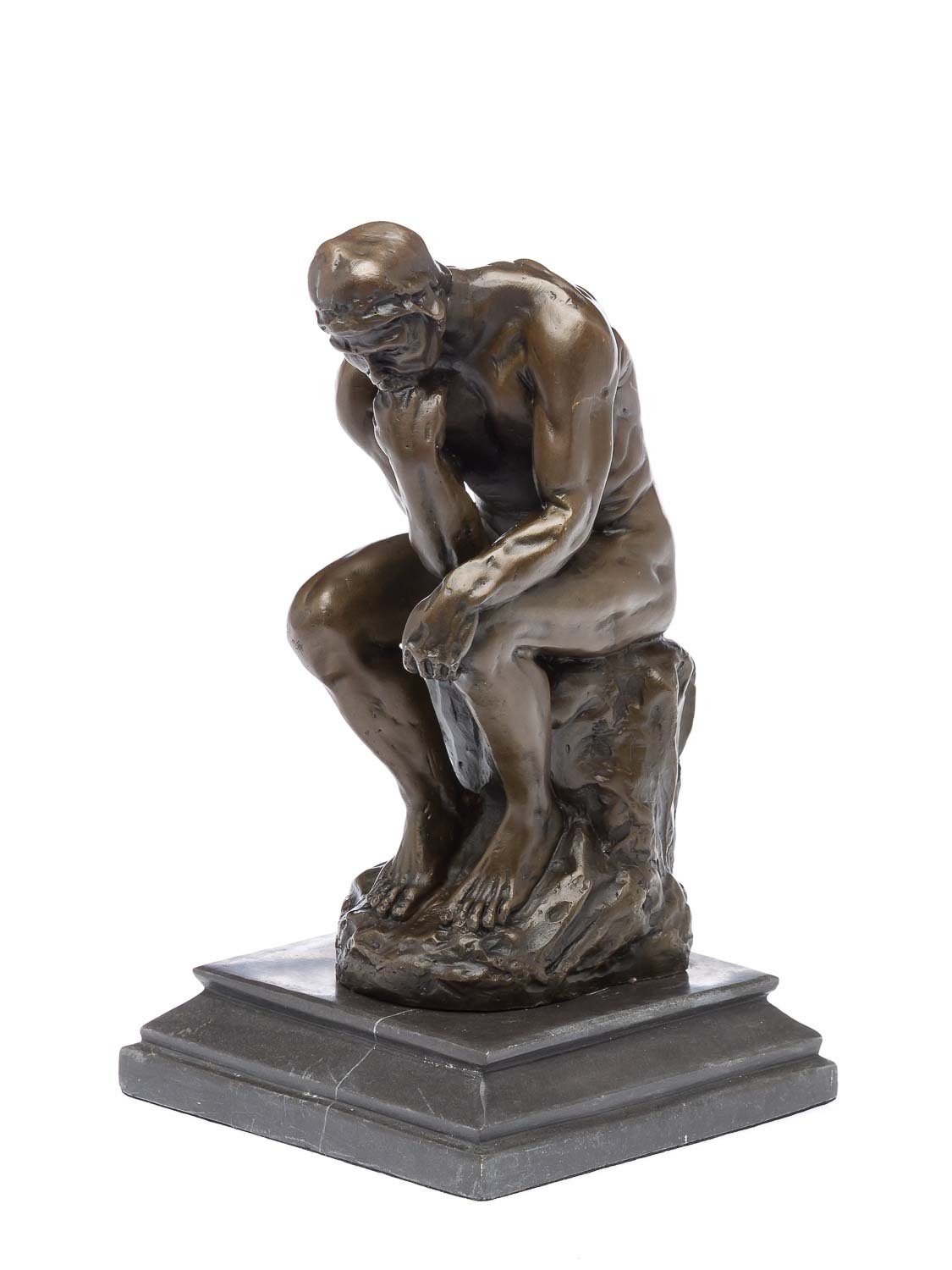 Denker Bronzefigur Skulptur 25cm Bronzeskulptur Aubaho Mann der Rodin nach Ko Skulptur