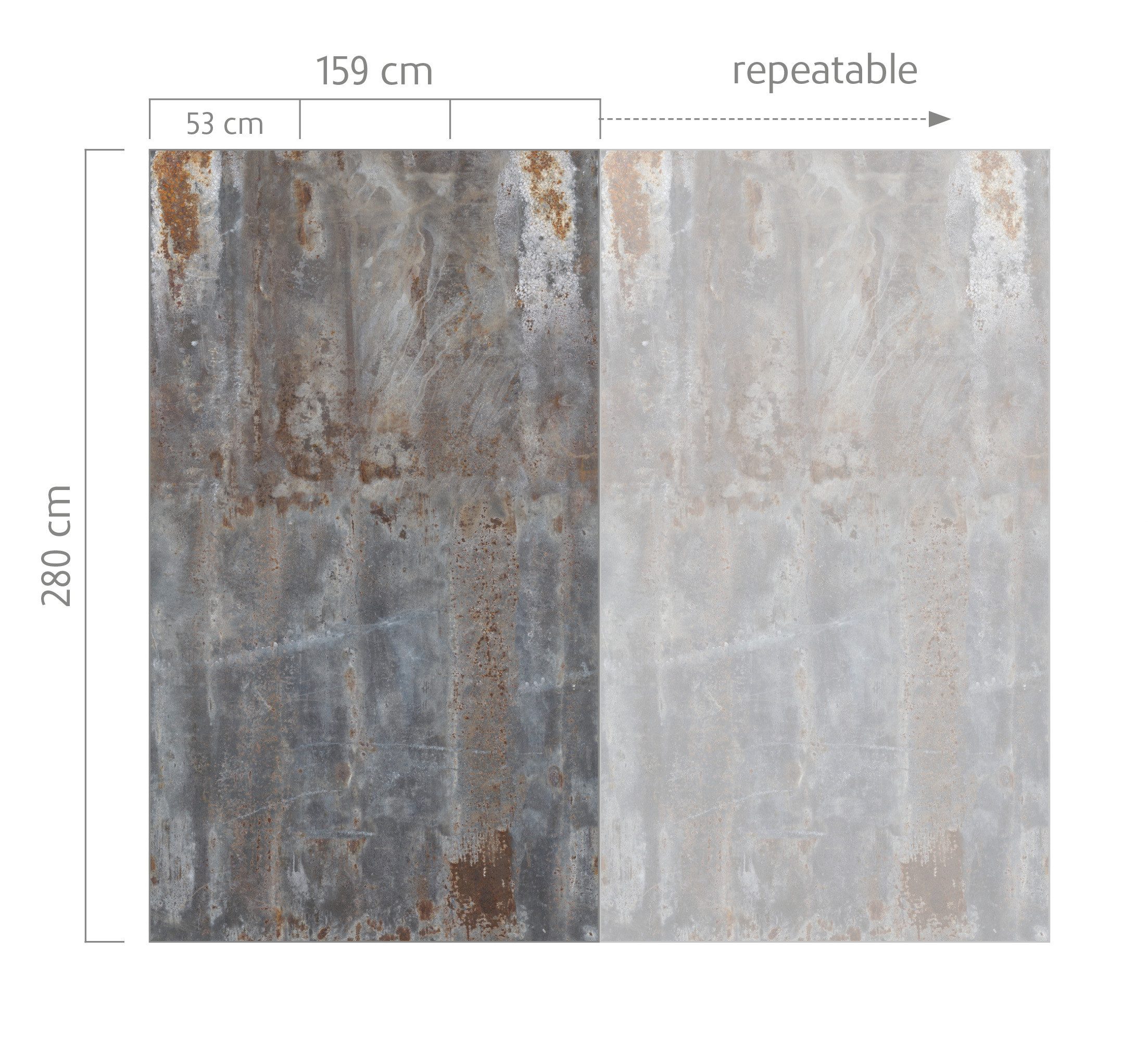 Rasch Fototapete Metalloptik in Grau-Braun - Factory VI - 280 cm x 159 cm, strukturiert, Rost-Optik, urban, (1 Rolle, 1 St), Industrial