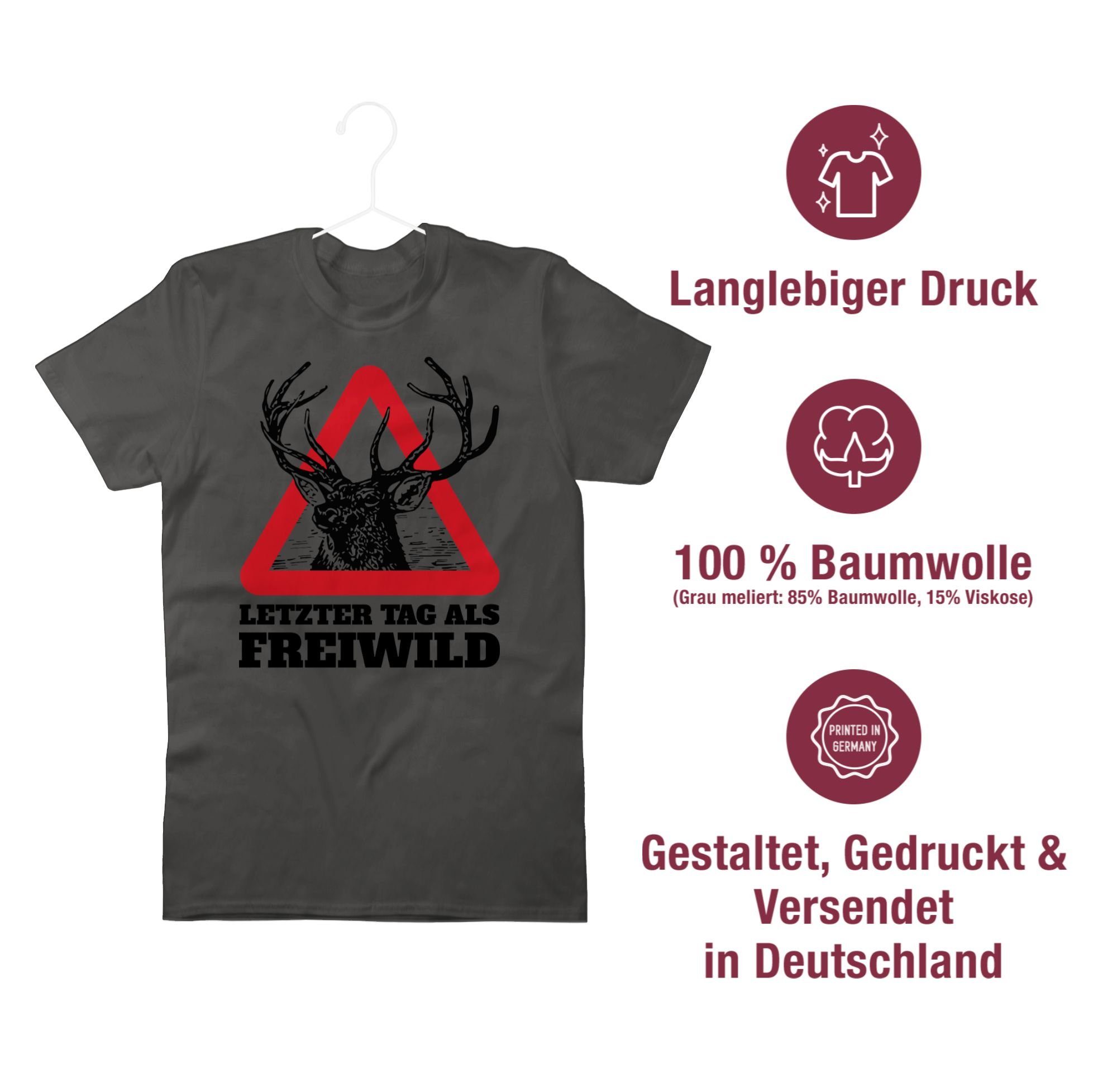 Shirtracer T-Shirt Letzter Tag als Freiwild JGA Männer