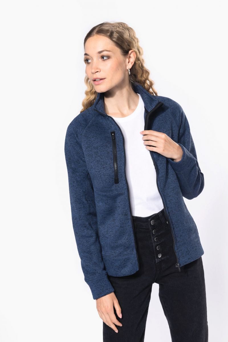 Kariban Outdoorjacke Damen-Weste mit Reißverschluss, aus Chiné