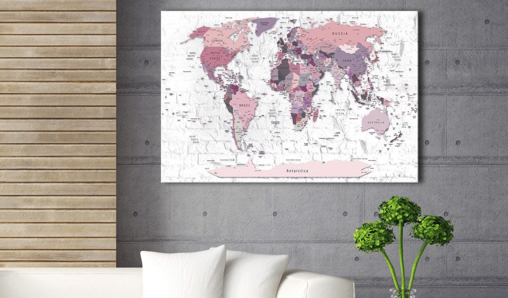 Artgeist Pinnwand Pink Frontiers [Cork Map]