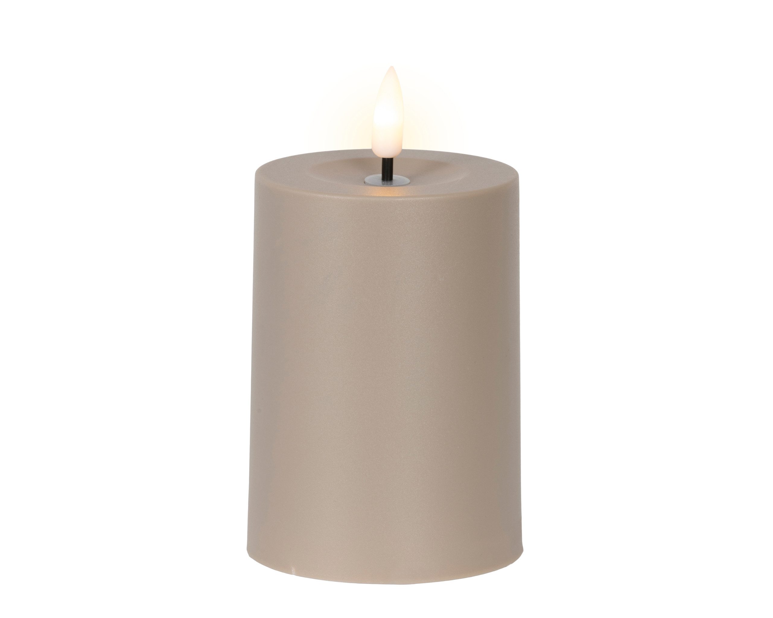 Lumineo Outdoorkerze, Solar LED Kerze Outdoor 7x10cm Kunststoff Braun / Warmweiß